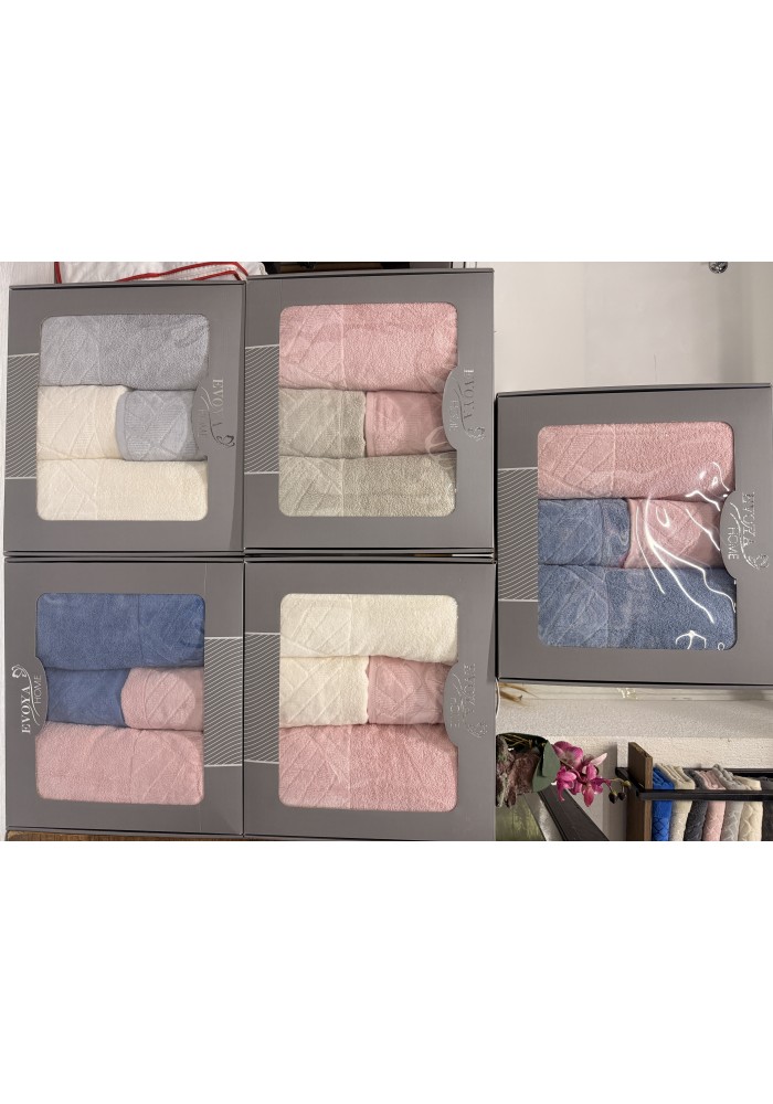 KISMİ KADİFE HAMAM TAKIMI PİRAMİT DESEN %100 PAMUK 50-90 2 ADET+90-150 2 ADET